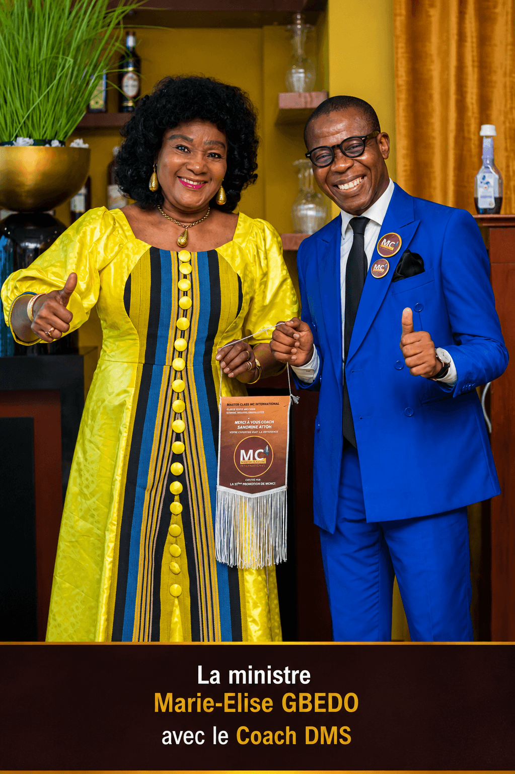 Marie-Elise Gbédo avec le Coach DMS